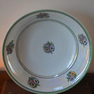 Antique Bavaria Germany LusterWare 9" Serving Bowl Green Floral Flowers Decor